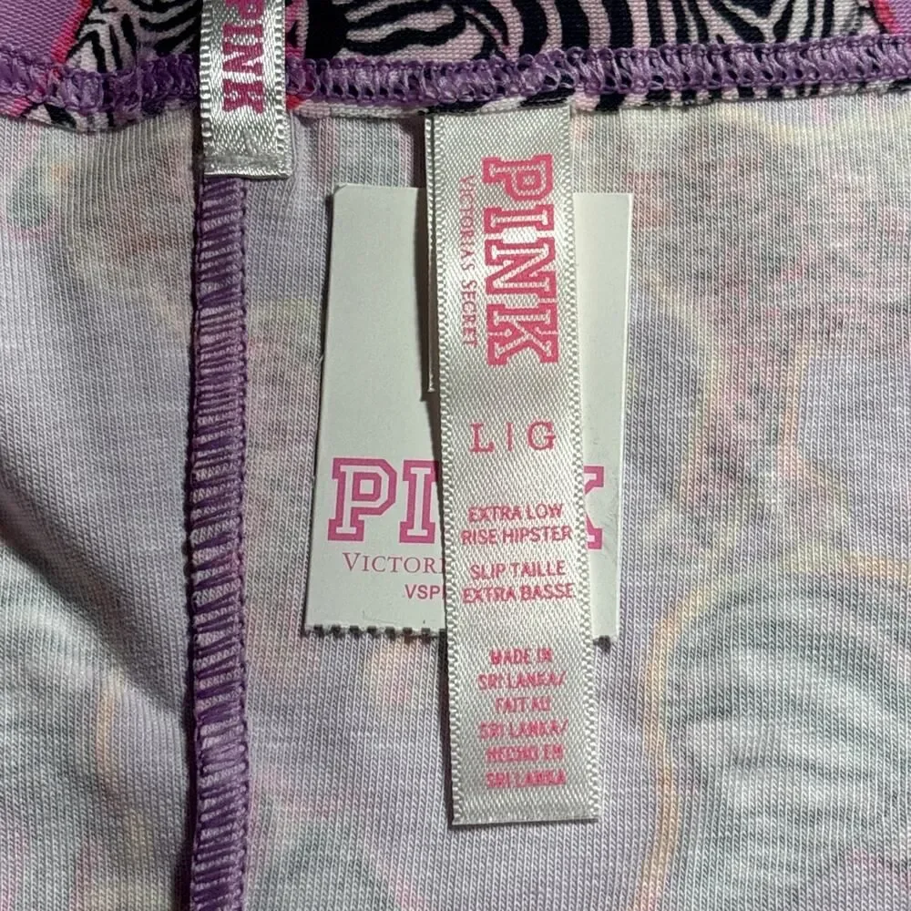 VTG. Victoria’s Secret Pink extra low rise hipster Panty zebra and cheetah LG.